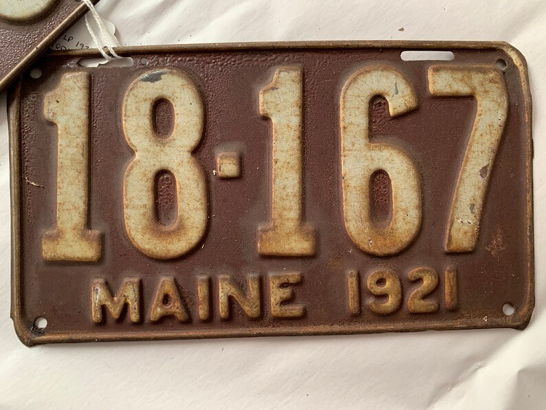 Pair of Vintage Maine License Plates Rusted 18-167 Year 1921 | Etsy