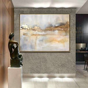COMMISSION &quot;Golden Light&quot; Acrylic Painting Abstract Gold | Size selectable | Canvas Art Beige Cream Gray Painting Original Unique Gold Leaf Picture