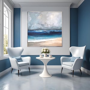 COMMISSION &quot;Letting Go&quot; acrylic painting sea beach | size selectable | maritime art abstract canvas picture waves blue painting coast landscape