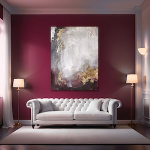 COMMISSION &quot;Wine & Gold&quot; acrylic painting abstract | size selectable | Art Deco canvas picture white wine red gold grey beige silver painting art
