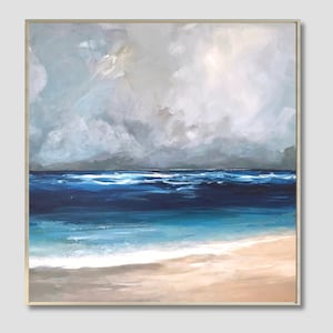 COMMISSION &quot;Letting Go&quot; acrylic painting sea beach | size selectable | maritime art abstract canvas picture waves blue painting coast landscape