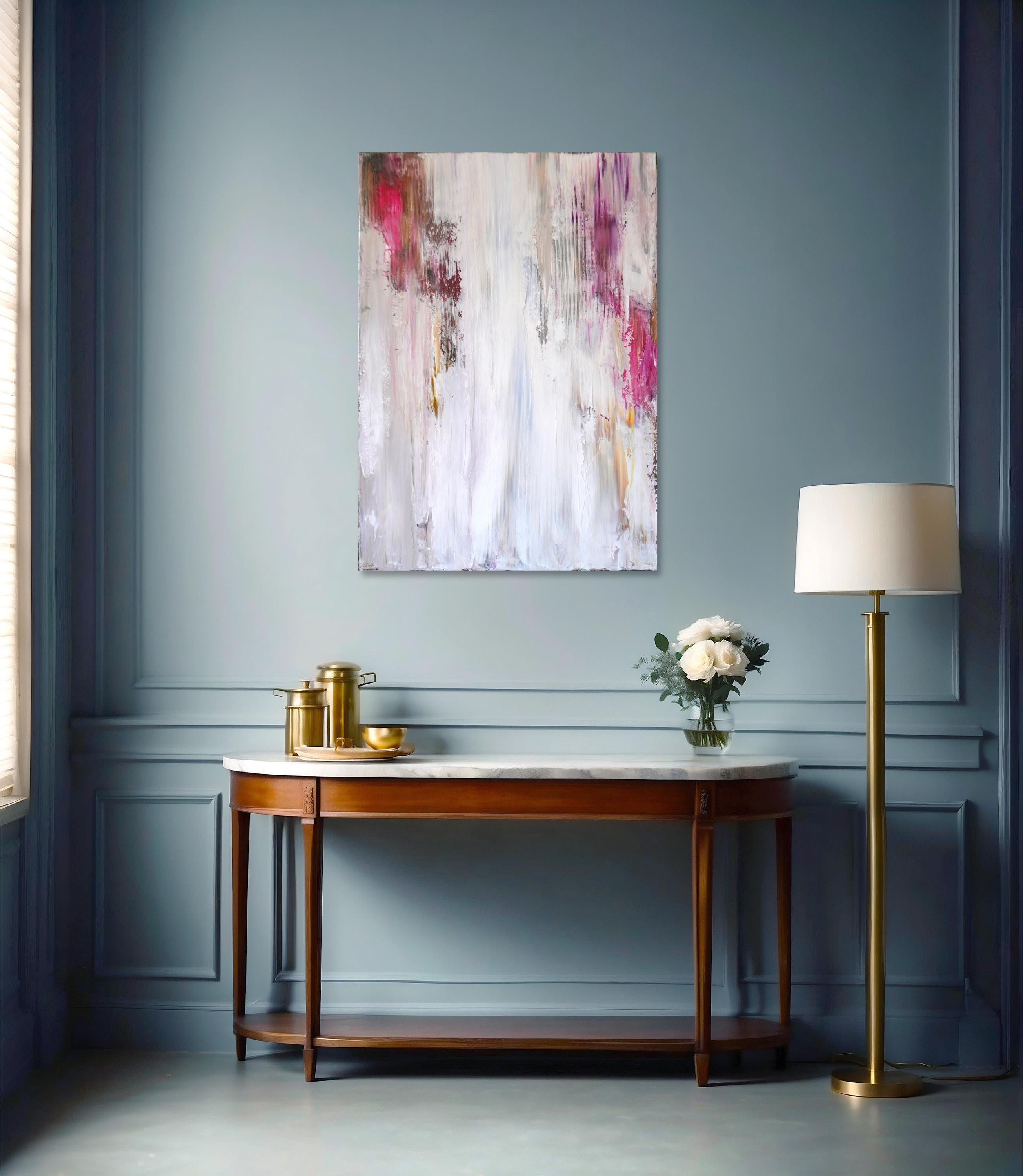 ROSE DREAMS acrylic painting 50 x 70 cm abstract canvas art painting pink beige white grey original wall art