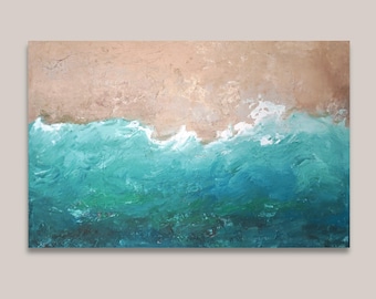 OCEAN BREEZE Meer Acryl Gemälde 140x90cm Kunst abstrakt zeitgenössisch Leinwand Malerei Bild Strand maritim Landschaft türkis blau Wandkunst