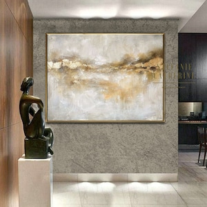 COMMISSION &quot;Opulence&quot; acrylic painting abstract | Stefanie Cathérine | Unique canvas picture gold beige white gold leaf painting art wall art