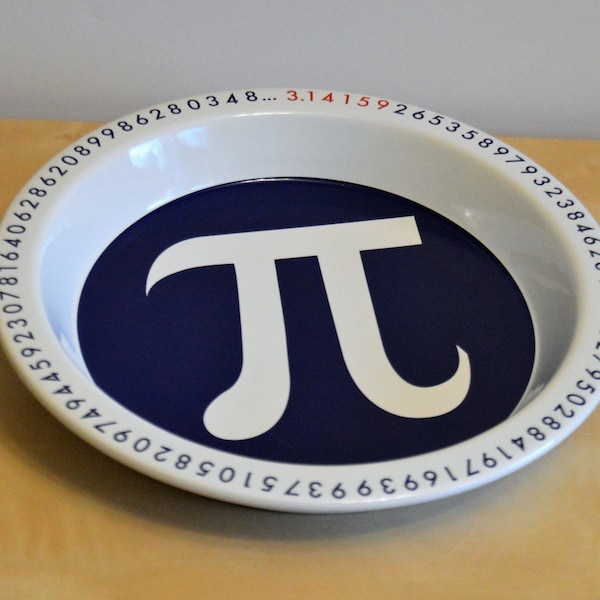 The Pi Dish, 9" Pie Plate, 3.14159, Universal Screen Arts, Serving Plate, Baking Dish, White Blue Red, March 14, Math Lover Gift