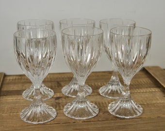 Set of 6 Mikasa PARK LANE 6 oz Wine Glasses, Goblets, 6.25", Made in W. Germany, Vertical Design, Textured Stem, Used