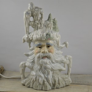 Christmas Around the World Iceland Santa Light 9&quot;, House of Lloyd 1995 Cosmos CATW, Pastels Blue Green Gray, Switch Cord and Bulb