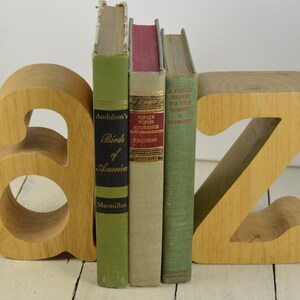 Pair of A to Z Maple Wood Bookends 6 3/8