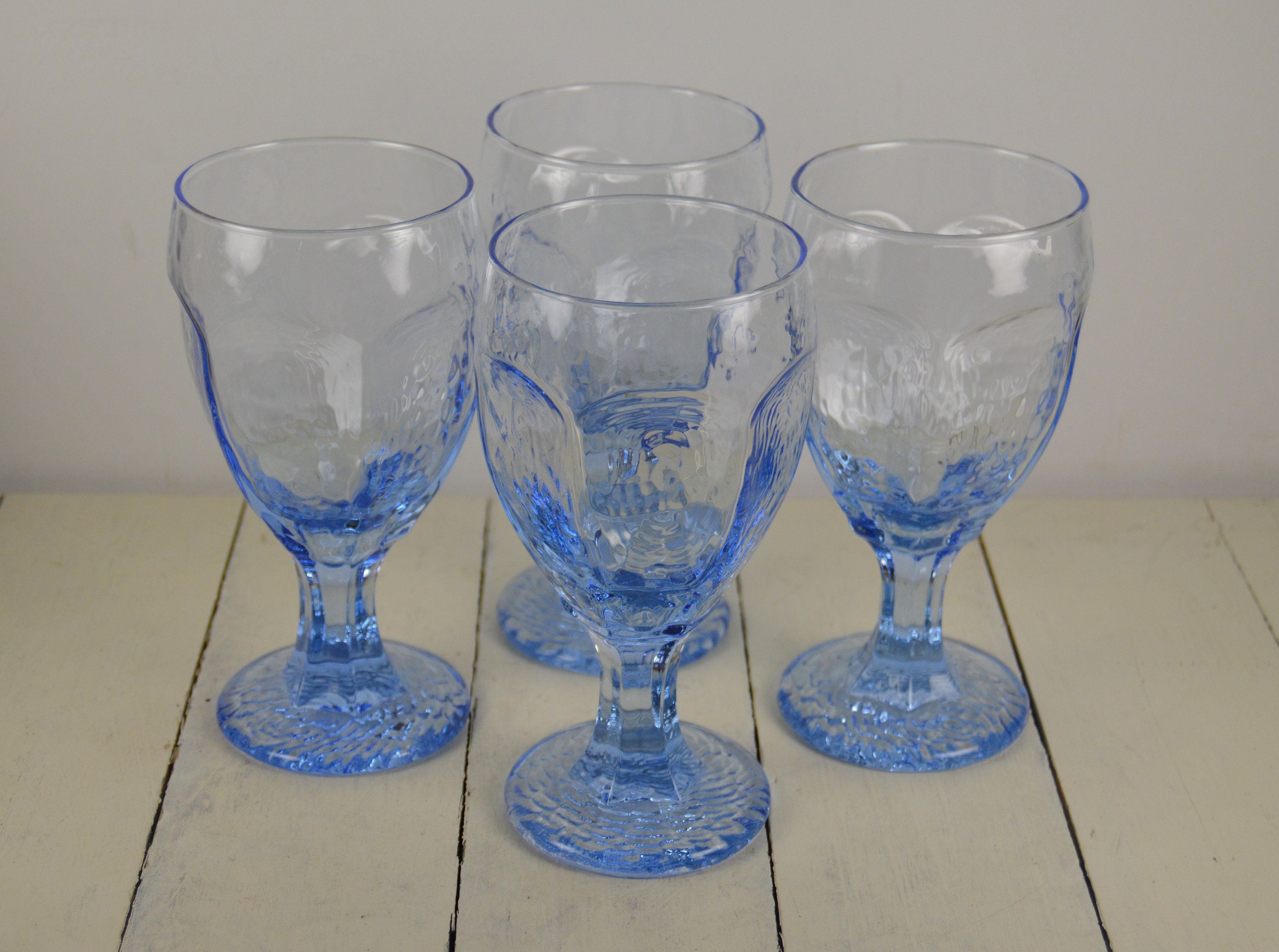 Vintage Wine Glasses Goblets Chivalry Clear Crystal Textured 