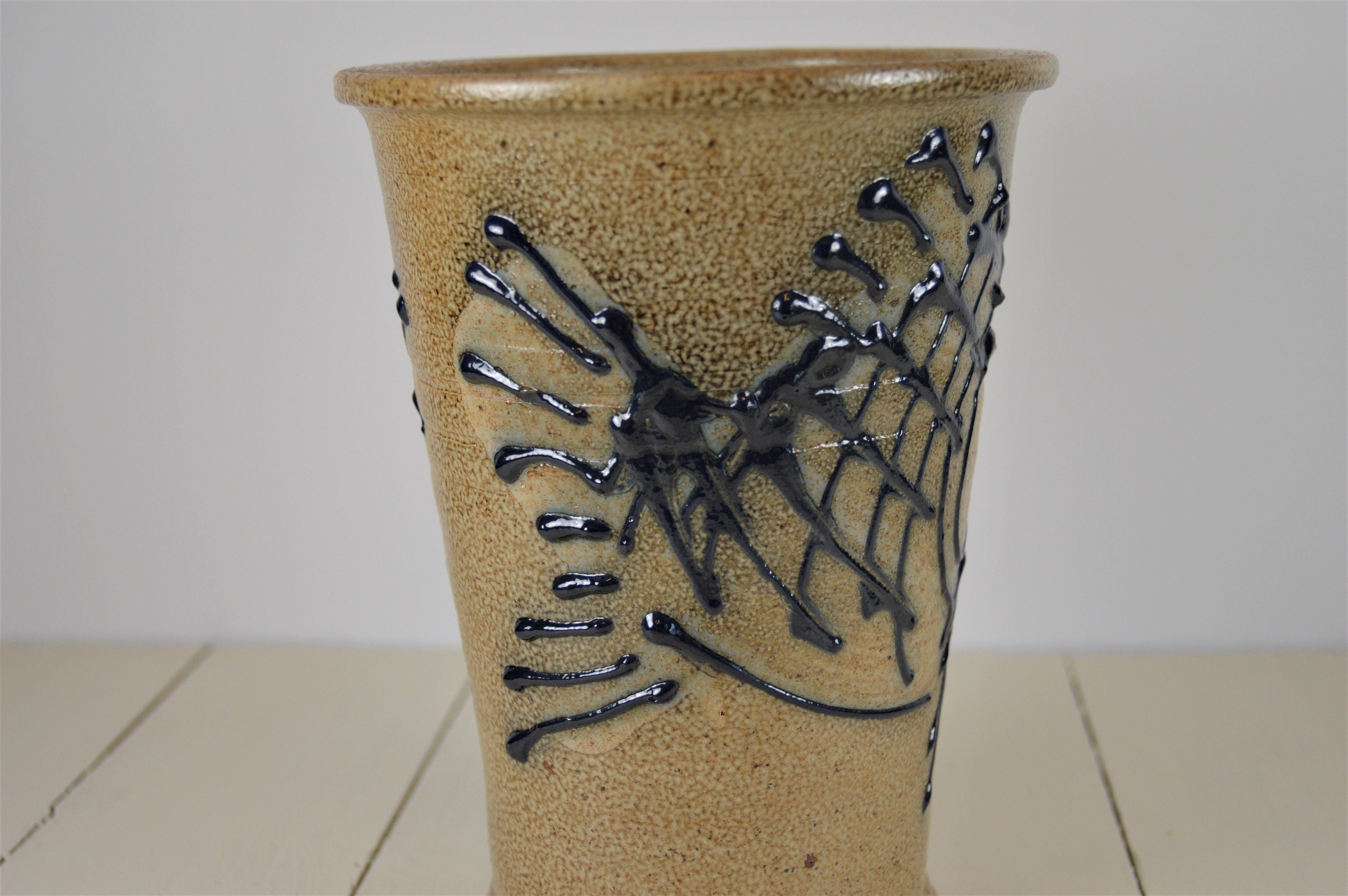Rock Hard Pottery 7 Vase Raised Fish Design Hand Made Etsy
