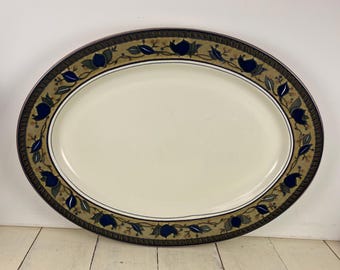 Mikasa ARABELLA 15" Oval Serving Platter, Intaglio CAC01, Off-White with Blue Green Floral