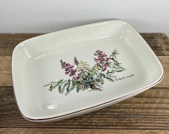 Villeroy & Boch BOTANICA 11" Lasagna Pan Rectangular Baker, Brown Band, Colorful Sainfoin Flower Graphic - Onobrychis Viciaefolia, See Notes