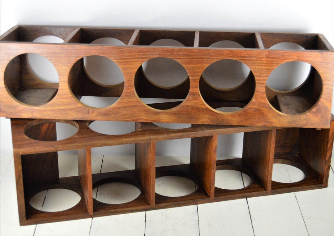 Set of 2 Crate & Barrel SHEESHAM Wood Wall Wine Bottle Racks Etsy