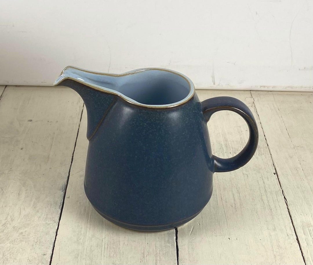 Denby-langley BLUE JETTY 10 Oz Creamer Jug Pitcher, Dark Blue Speckled ...