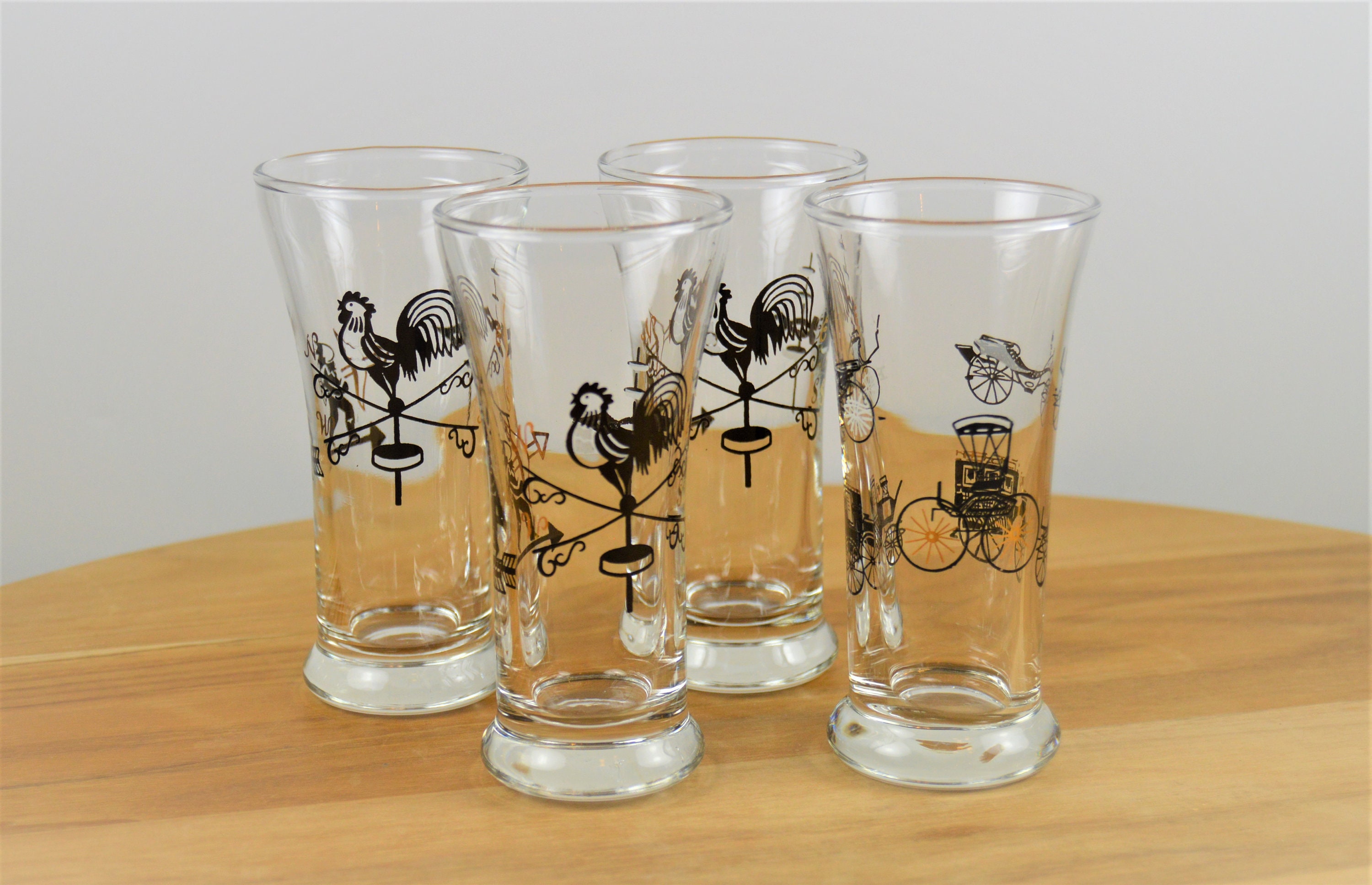 Set of 4 Libbey 3 oz Tall Double Shot Glasses Black Gold Etsy