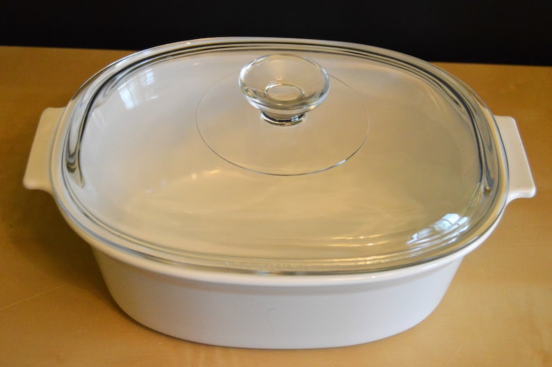 Corning Ware DC-2 12-B 2.5 Quart Oval Covered Casserole Winter White Coupe Pyrex Lid DC-1 12-C