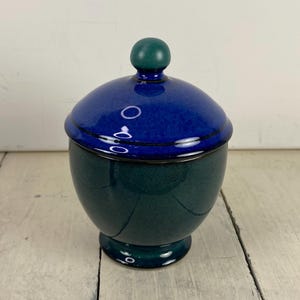 Denby METZ Sugar Bowl with Lid, Speckled Green and Blue, Green Knob, Stoneware Made in England