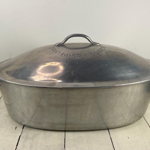 Wagner Ware 265 Oval Roaster with Drip Drop Baster Lid and Meat Trivet, Wagner Ware Sidney O USA Aluminum Roasting Pan, Used