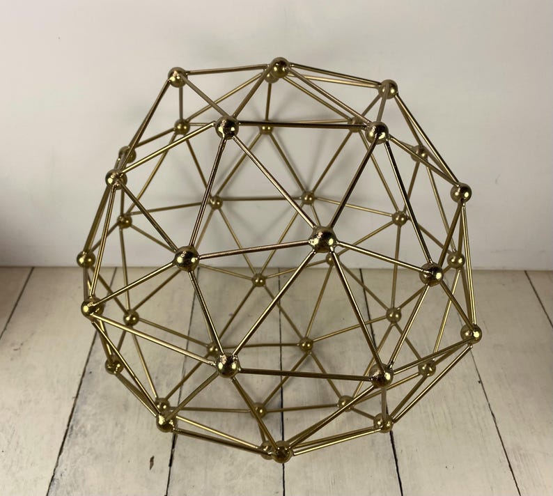 Metal Gold-tone Geometric Sphere Sculpture 10.5