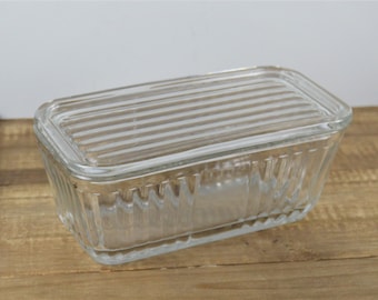 Anchor Hocking Glass Refrigerator Storage Dish with Lid, 8.5&quot; Size, Repro of 1932 Vintage Design, Used