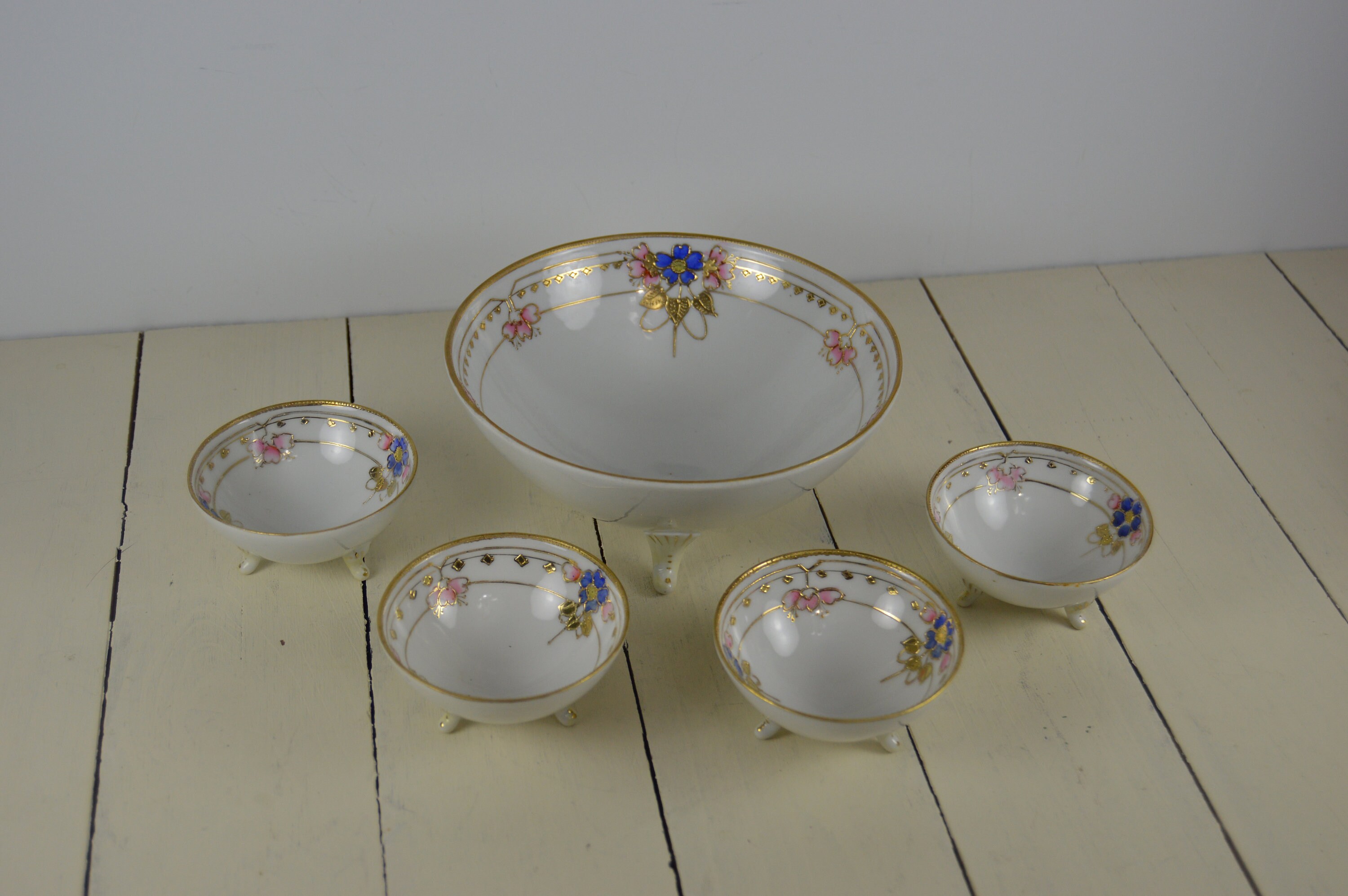 Hand Painted NIPPON Footed Nut Bowl Set 1 6.25 Serving Etsy