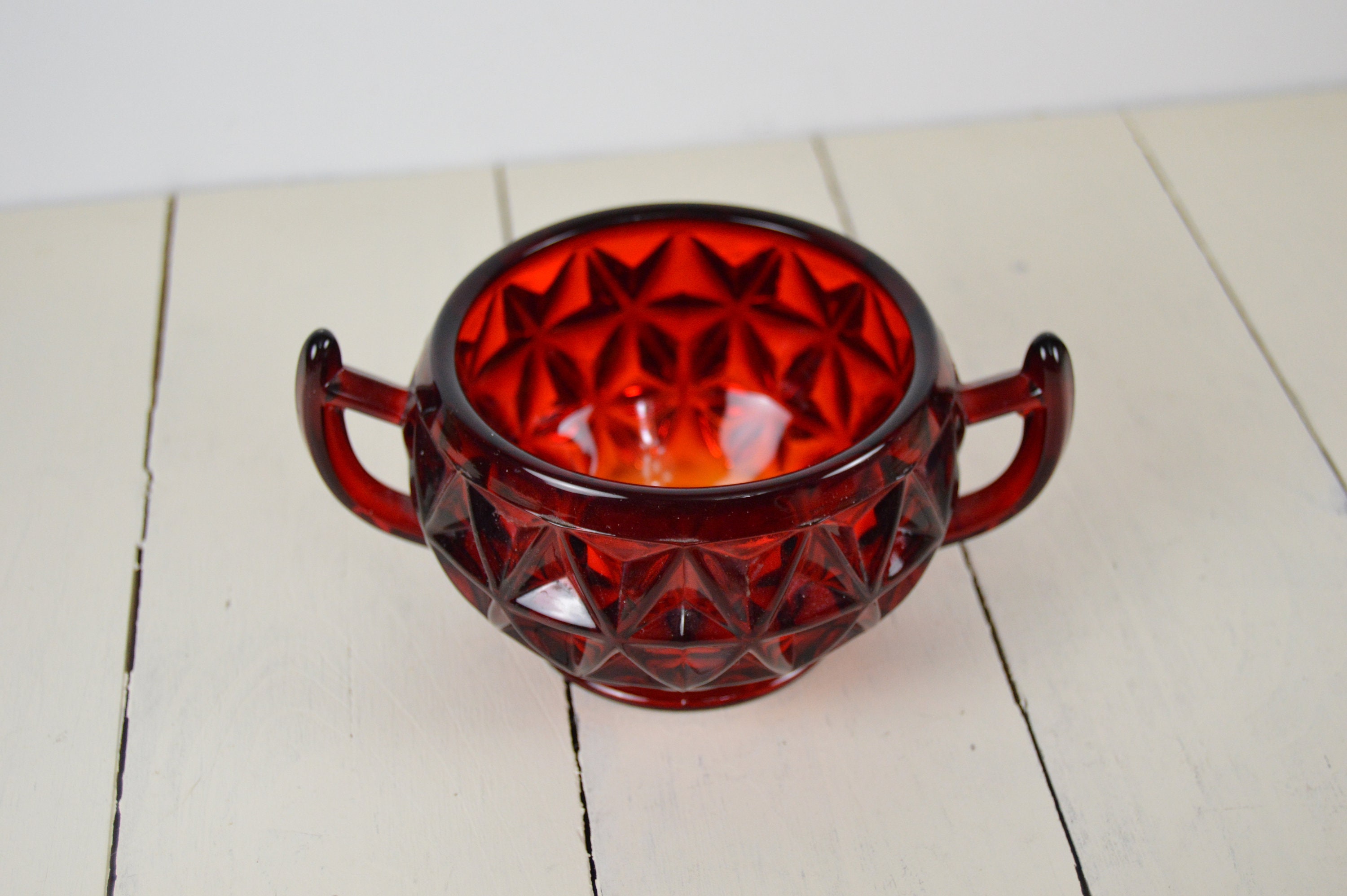 Imperial Glass MT VERNON RED Open Sugar Bowl With Handles Etsy UK