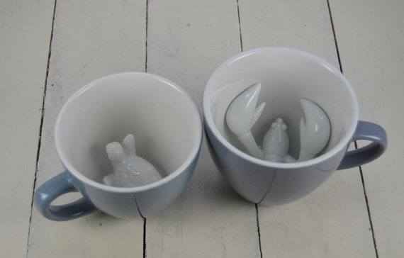 Set of 2 Creature Cups Mugs 12 Oz LOBSTER 10 Oz Turtle -  Denmark