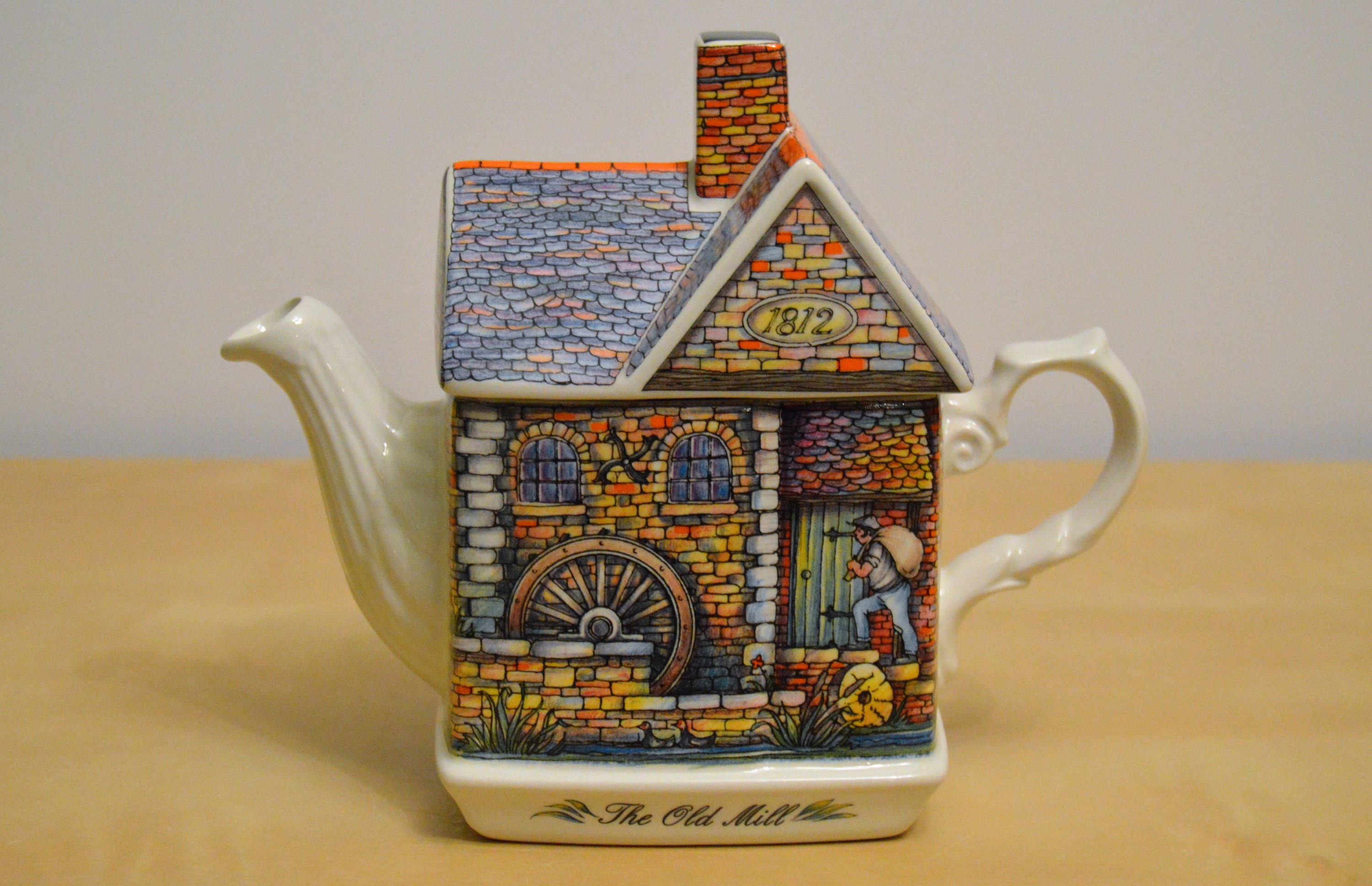 Sadler THE OLD MILL 1812 Teapot Made in England Roof Lid Etsy