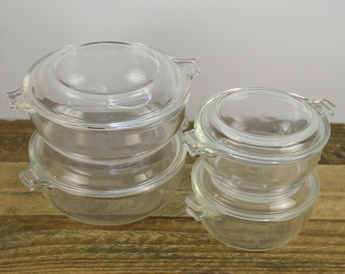 4 Pyrex Originals Individual Casserole Dishes With Flat Lids, 2) 019 2. ...