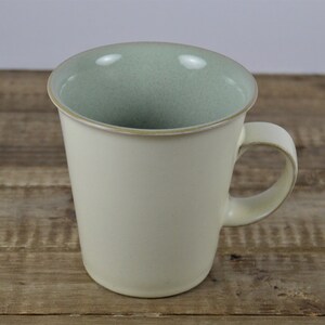 Denby-Langley ENERGY 10 oz Mug, Celadon Green White (Off-White), Matte Outer, Flared Rim, Stoneware, Made in England, 3 5/8&quot;