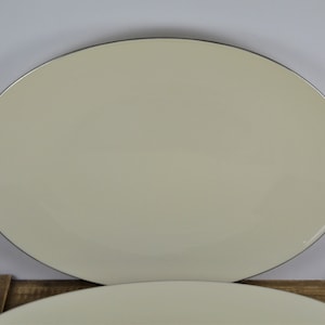 Set of 2 Lenox OLYMPIA PLATINUM 16&quot; Oval Serving Platters, Ivory with Platinum Band, Lenox China Made in USA, Used