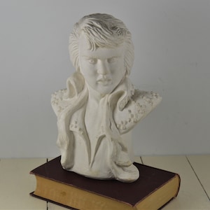 Vintage Continental Studios ELVIS Bust 9.5&quot;, Elvis Presley Statue Figurine, Las Vegas Elvis, Unpainted, Chalkware or Plaster