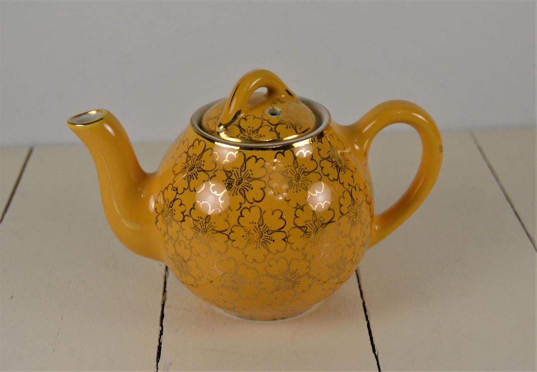 Hall FRENCH FLOWER Warm Yellow 2 Cup Teapot With Lid, Mini Small Single ...