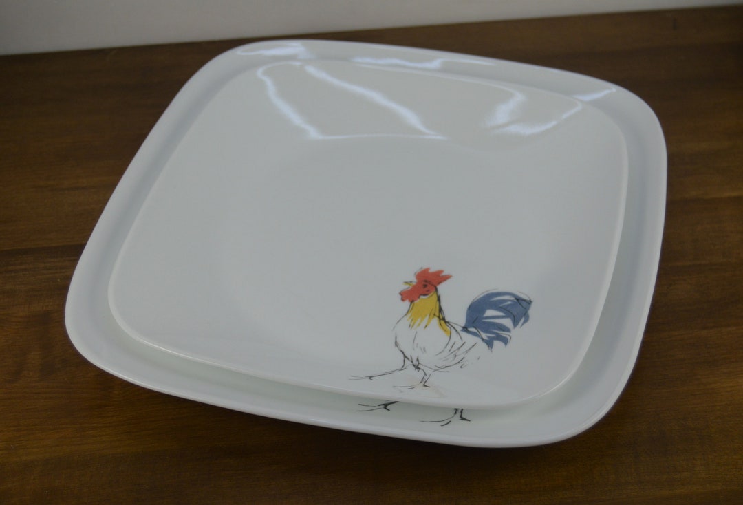 Set of Corelle COUNTRY DAWN Square Plates, 1) 10 3/8