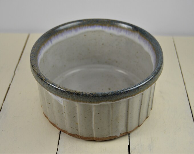 Stone Soldier Pottery 6.25 Bowl Souffle Round Baking Dish, Pleated Side