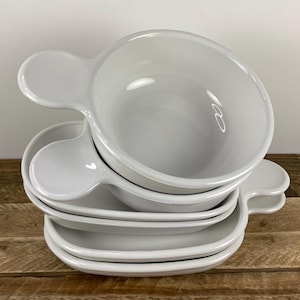 6 Pcs Corning, 2) P-185-B Snack-It 6.5" Square Sandwich Plates, 2) 15 oz Grab-It Bowls P-150-B, 2) Sidekick Dishes 6.75", Microwave, Used