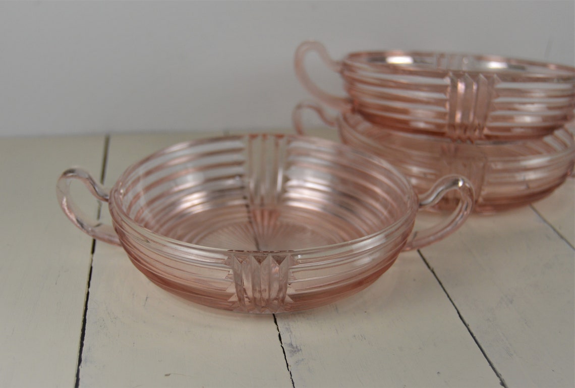 Set of 3 Anchor Hocking MANHATTAN PINK 5.75 Handled Etsy