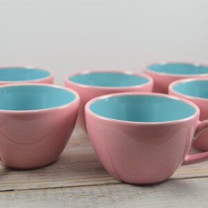 Set of 6 Lindt-Stymeist COLORWAYS 8 oz Pink Turquoise Flat Cups, 2.25&quot;, Made in Japan