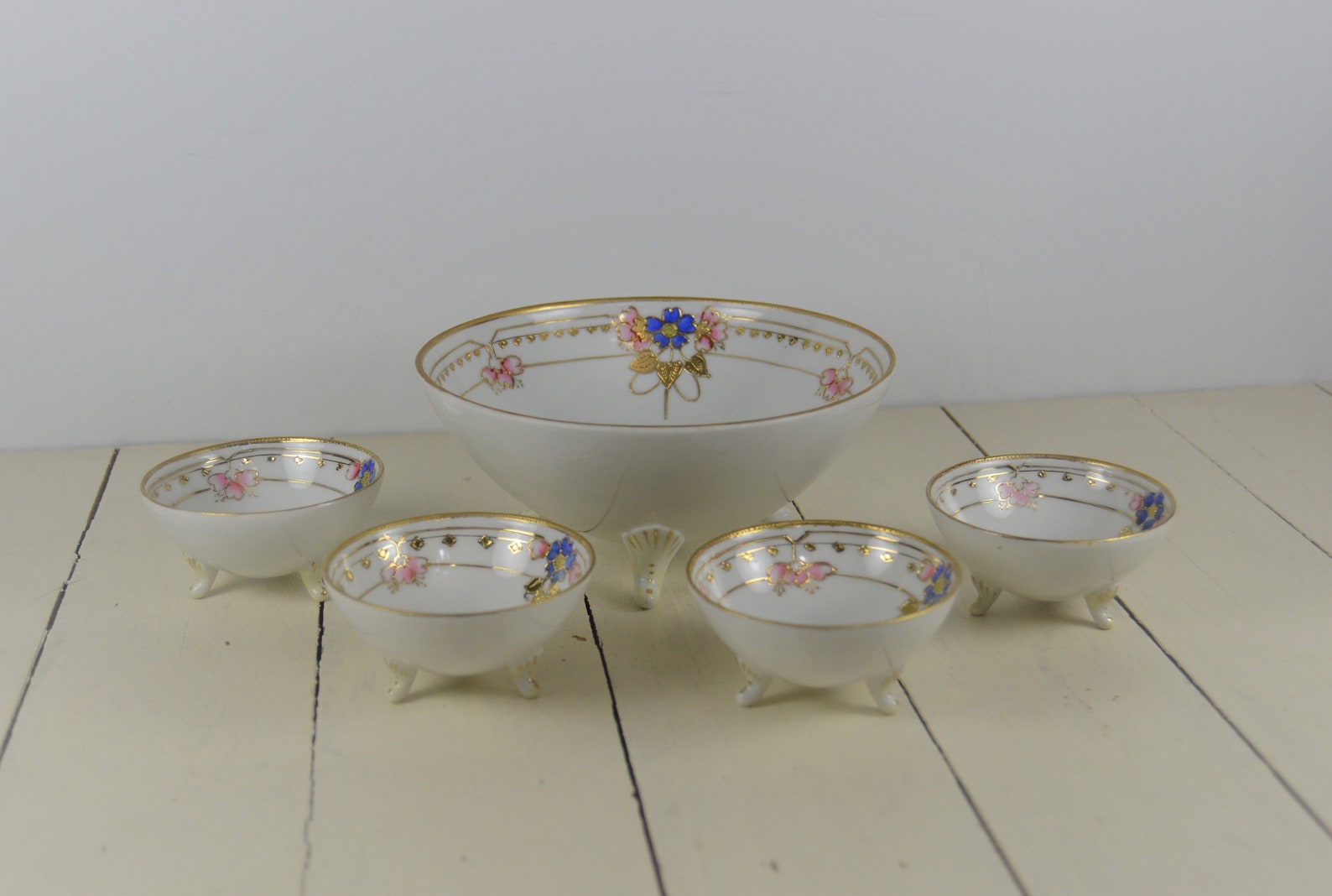 Hand Painted NIPPON Footed Nut Bowl Set 1 6.25 Serving Etsy
