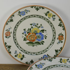 Set of 4 Villeroy & Boch ALT AMSTERDAM 8.25&quot; Salad Plates, Orange Blue Yellow Floral Green Trim, Made in Germany