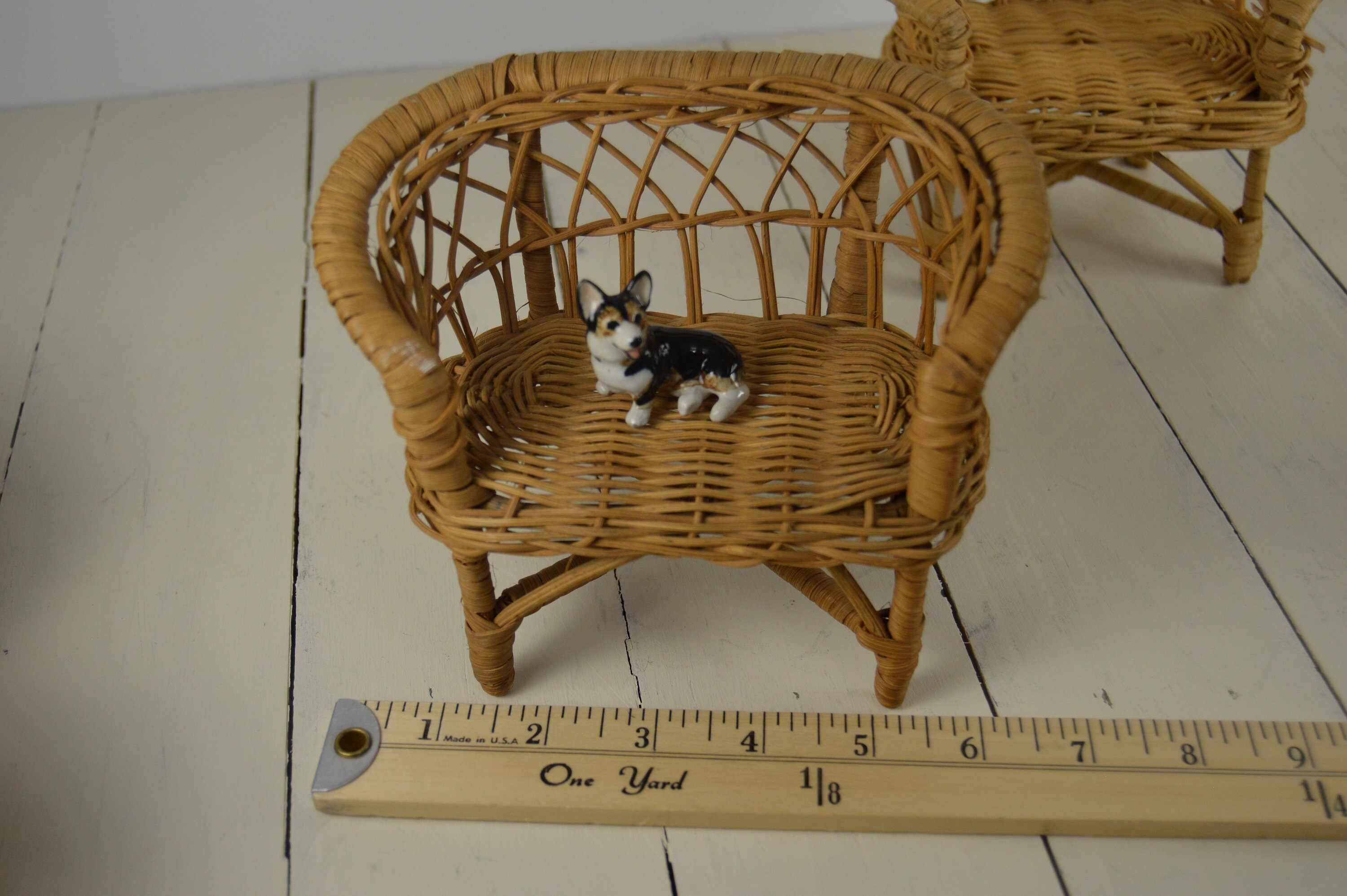 6 Pc Set Vintage Rattan Wicker Doll Furniture 2 Couches/Love Etsy