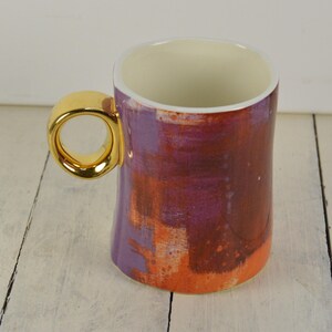 Anthropologie Laura Walcott WINTER FAUNA White Rabbit 13 oz Mug, Round Gold Handle, 4.25" bild 4