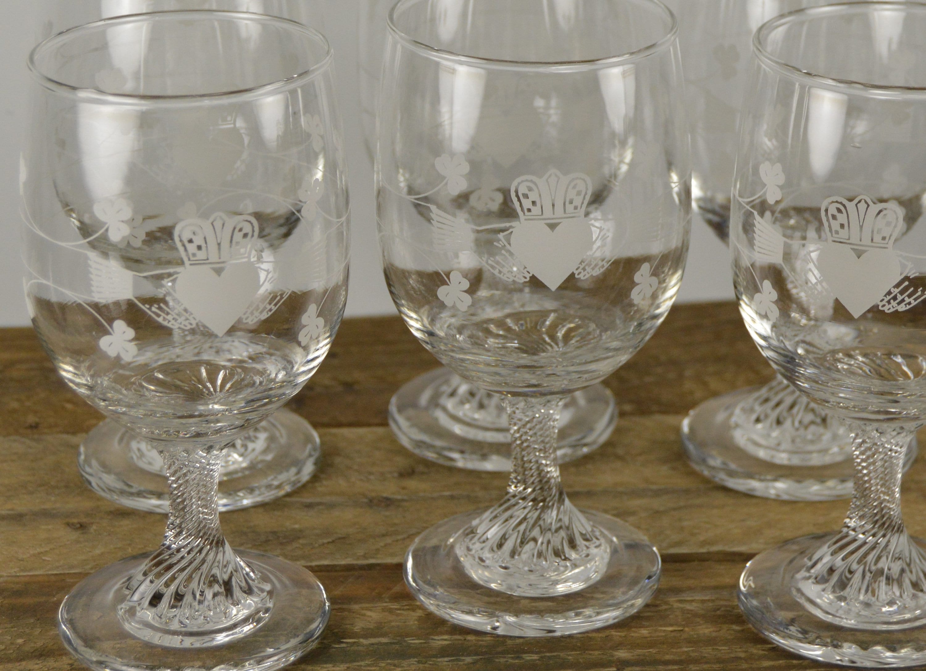 Set of 6 Eamon Glass CLADDAGH 11 oz Water Goblets 6 Etsy
