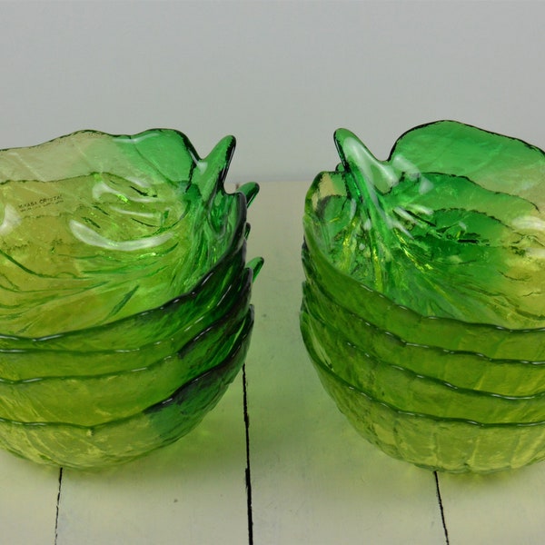 Vintage Green Glass Bowls Set Etsy