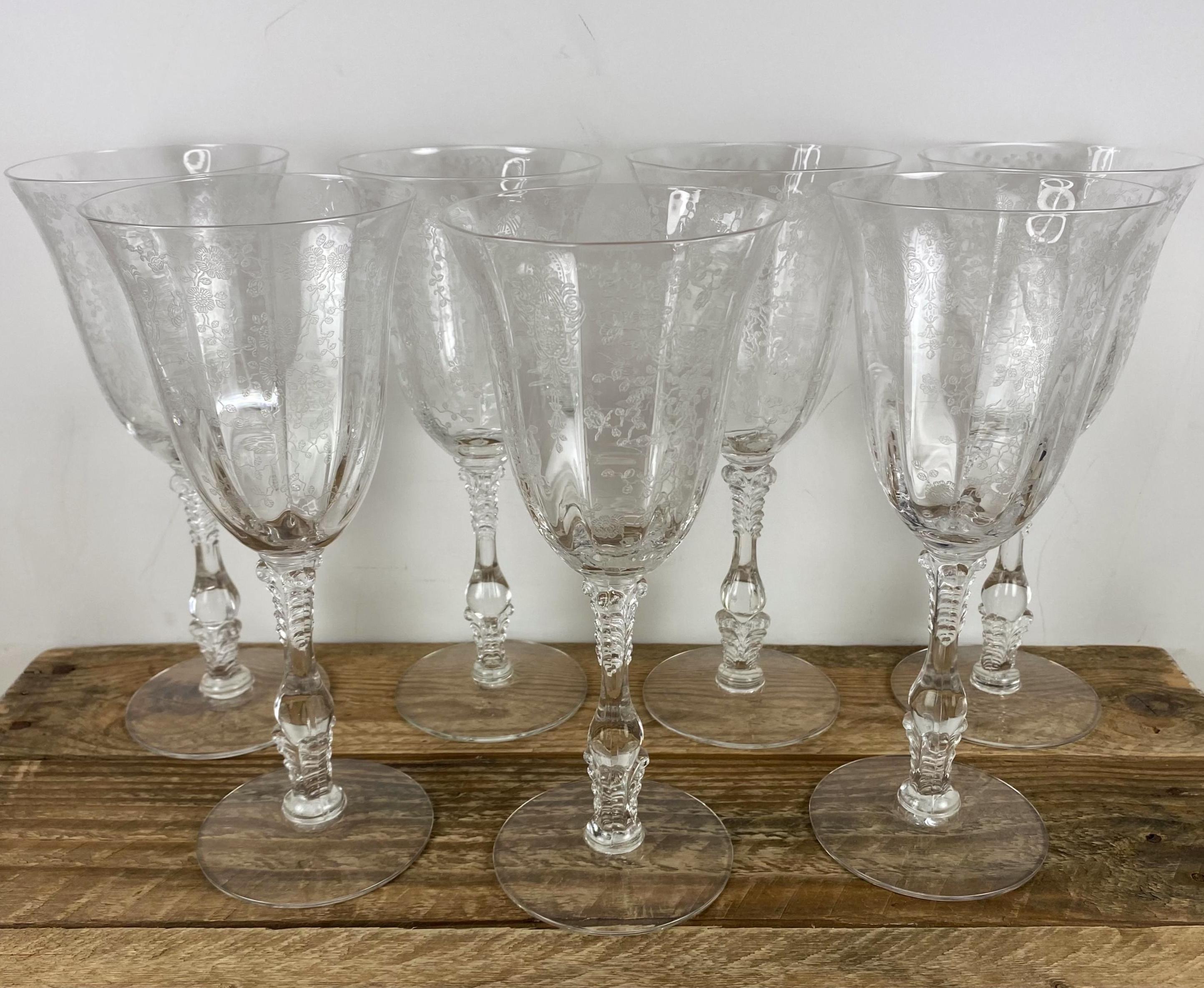 Baccarat - ケンブリッジ ローズポイント ティーカップ＆ソーサー グラス Cambridge Cambridge Glass Rose Point Wine Glasses Stem 3121 Set of 7