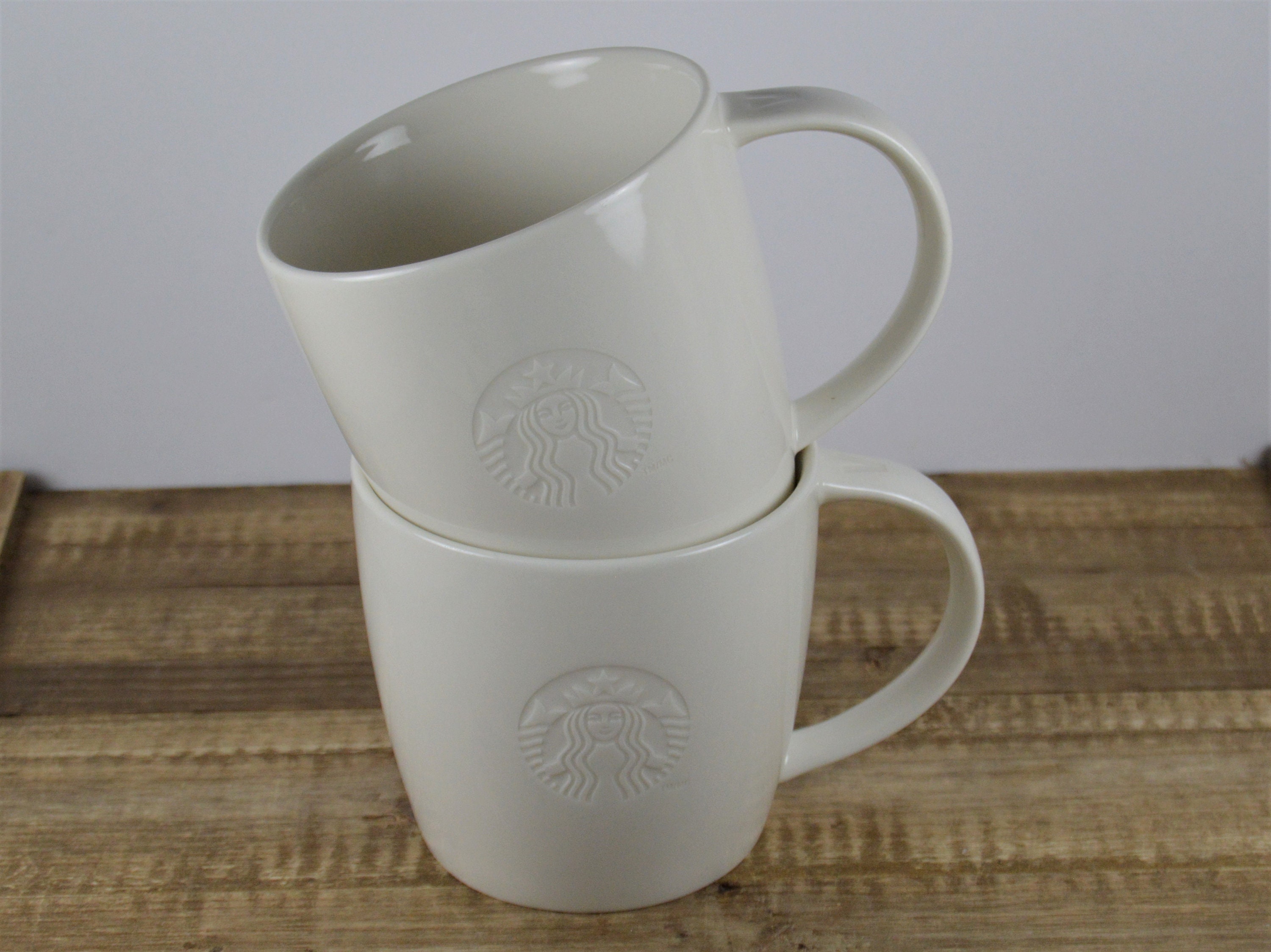 Set of 2 Starbucks Coffee V VENTI 20 Oz Mugs, All White, Recessed Mermaid  Logo, V Mug, Venti Mug, 4 1/8", Used - Etsy