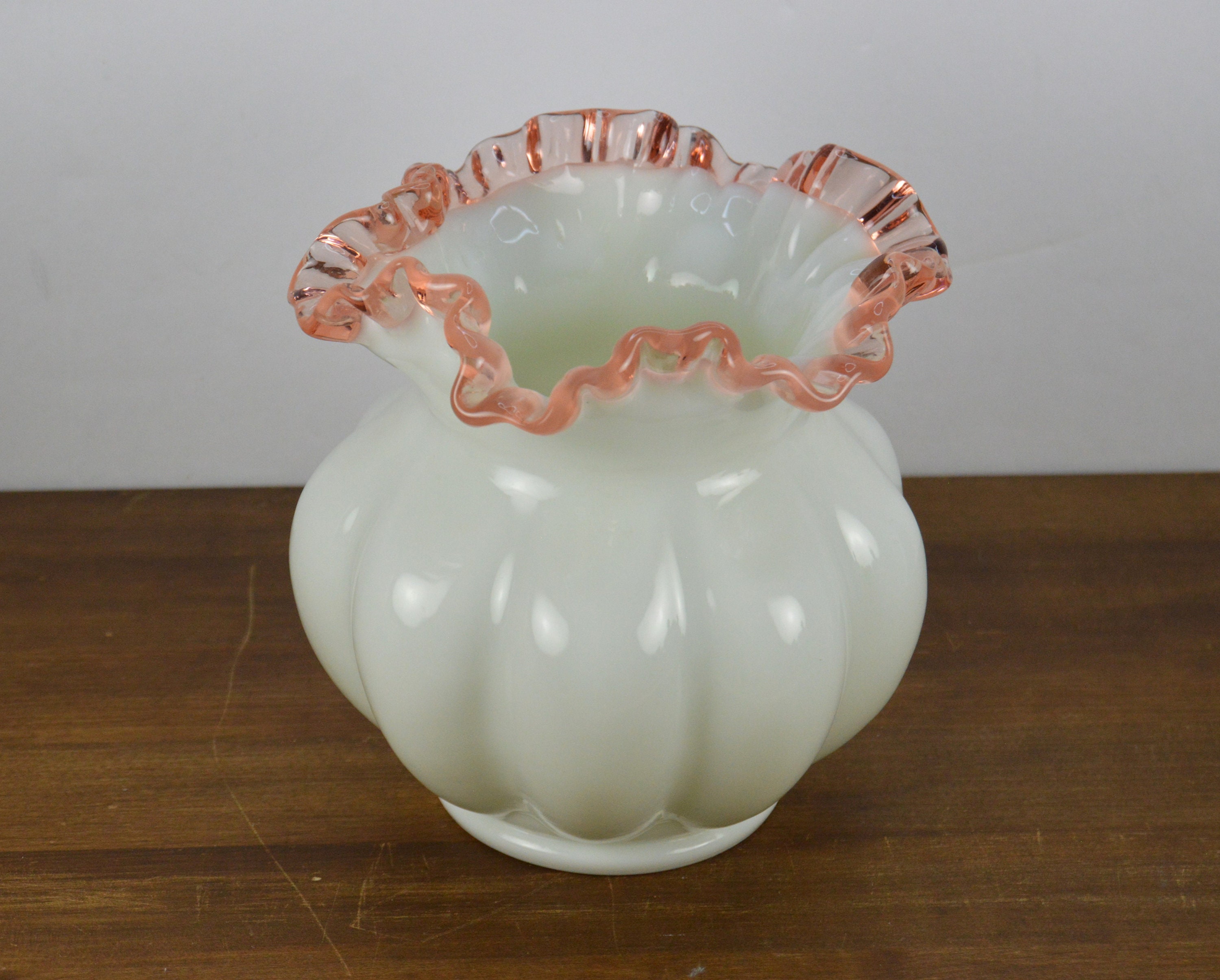 Fenton Aqua Crest 4-1/4 inch Double Crimped Vase - Ruby Lane