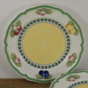 Set of 4 Villeroy & Boch FRENCH GARDEN FLEURENCE 8&quot; Salad Plates, Colorful Fruit Flowers, Made in Germany, Porcelain