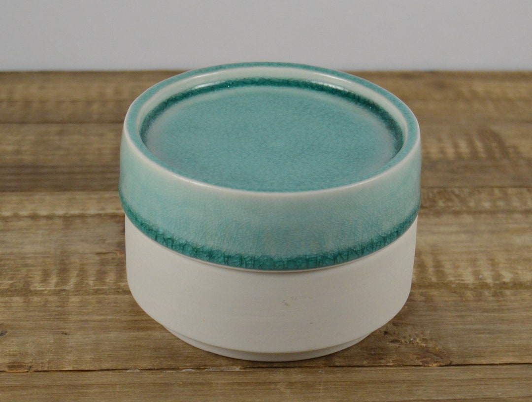 Jars France TOURRON JADE Small Canister With Lid 2 7/8, Matte Ivory Jar