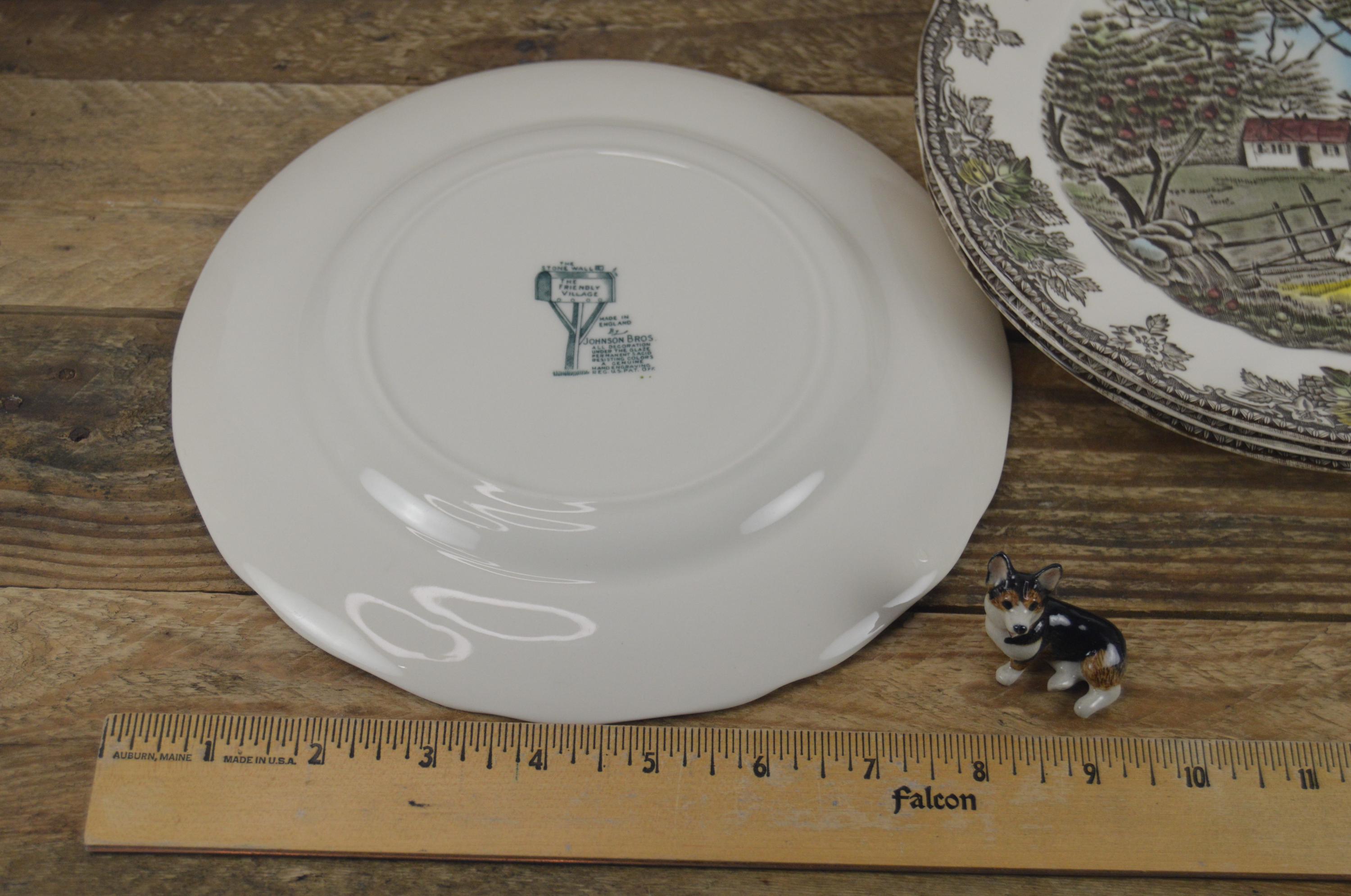 Set of 4 Johnson Brothers FRIENDLY VILLAGE the Stone Wall 8.5